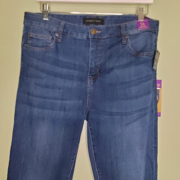 Celebrity Gold Skinny Jeans 16 Ankle Crop Mid Rise‎ Medium Wash Stretch Denim - Picture 6 of 9